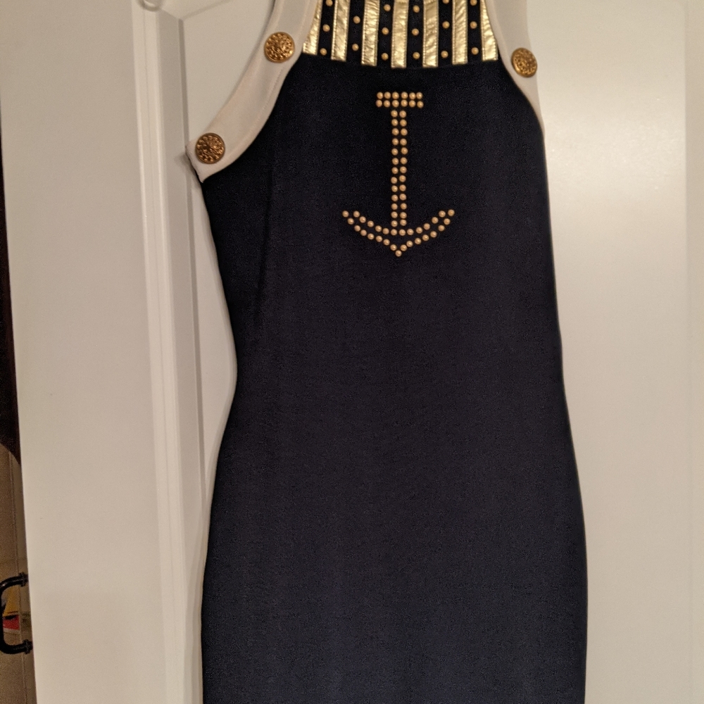 Nautical inspired snug fit cocktail dress